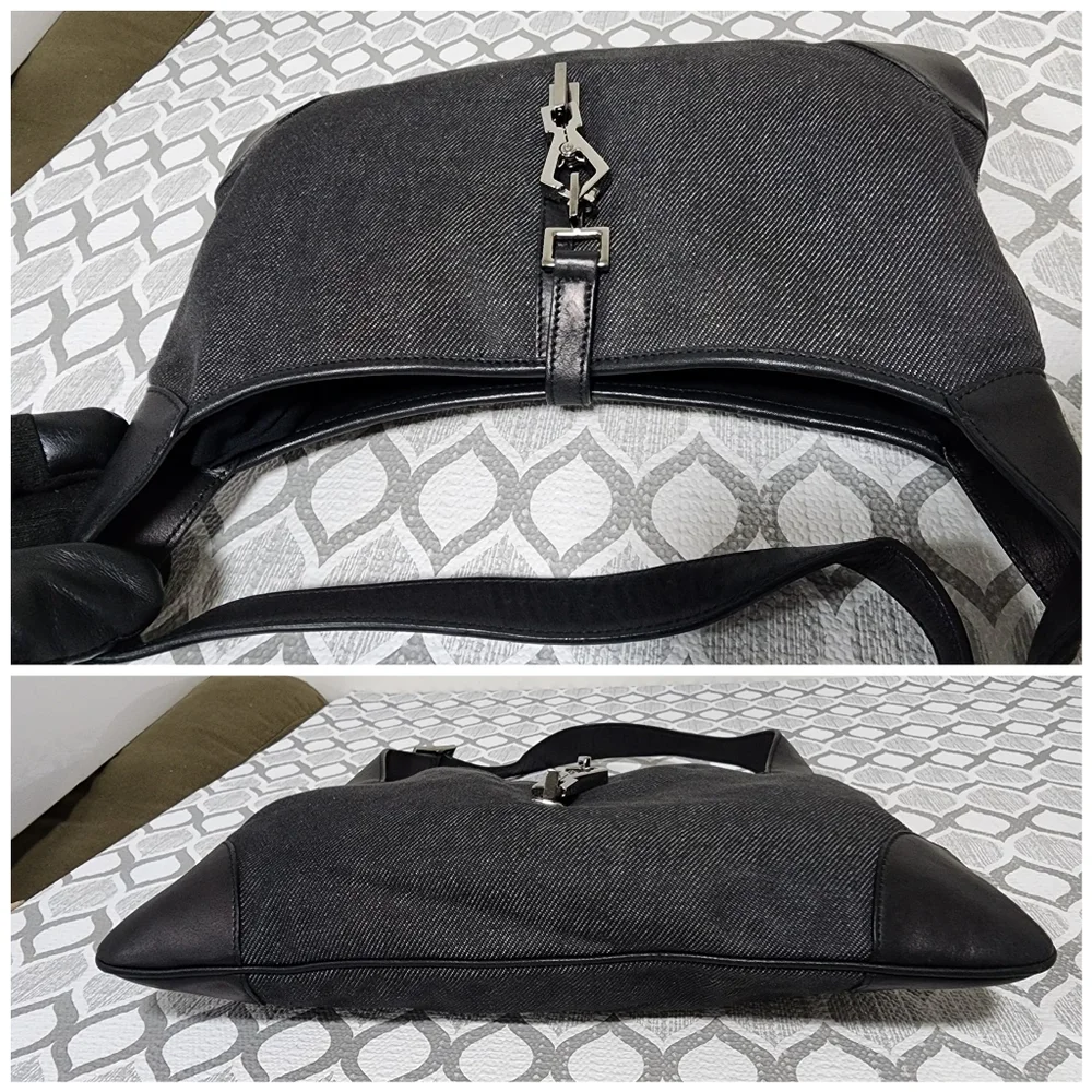 GUCCI Vintage Jackie Hobo Denim Bag Black